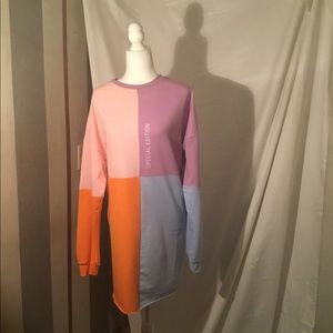 Colorful cozy sweatshirt dress